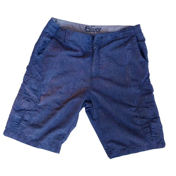 Plugg Mens Cargo Shorts Denim Look Size 33 With Multiple Pockets & Button Closur - Picture 1 of 6